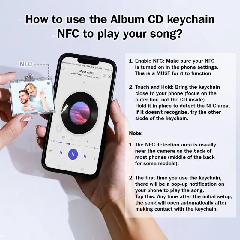 LLAVERO DE ALBUN MINI CD CON TECNOLOGÍA NFC.